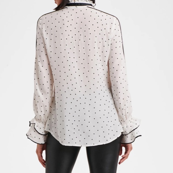 Anne Fontaine Jane Geometric polka dot Print Ruffle sz44 - Picture 3 of 8